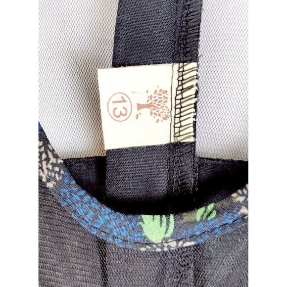 Girls Daisy Dress Sleeveless Black Full Skirt Floral Princes Kidcore Easter - Picture 8 of 10